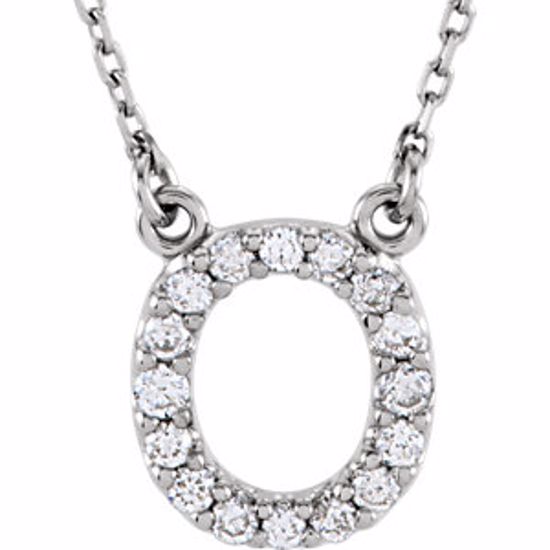 67311:114:P 14kt White Letter "O" 1/6 CTW Diamond 16" Necklace