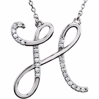 67399:114:P 14kt White Letter "H" 1/8 CTW Diamond Initial 17" Necklace