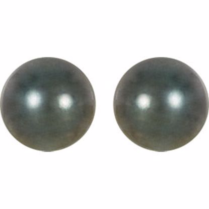 67430:100:P 14kt Palladium White 8mm Round Tahitian Cultured Pearl Earrings
