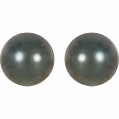 67430:100:P 14kt Palladium White 8mm Round Tahitian Cultured Pearl Earrings