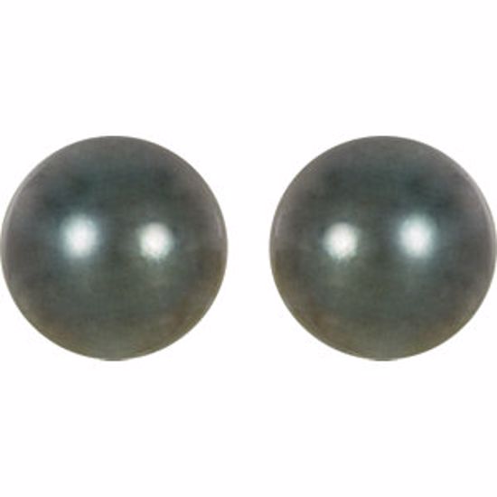 67430:100:P 14kt Palladium White 8mm Round Tahitian Cultured Pearl Earrings