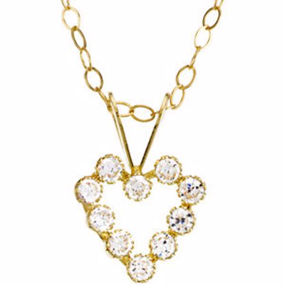 19696:60001:P 14kt Yellow Youth Cubic Zirconia 15" Necklace
