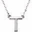 84634:166:P Sterling Silver Letter "T" Block Initial 16" Necklace