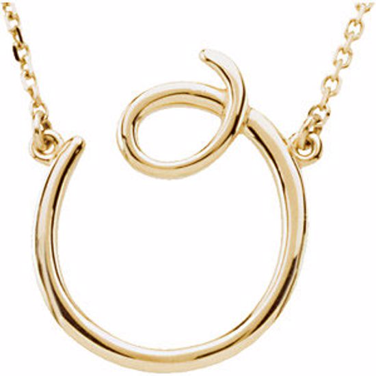 84635:216:P 14kt Yellow "O" Script Initial 16" Necklace