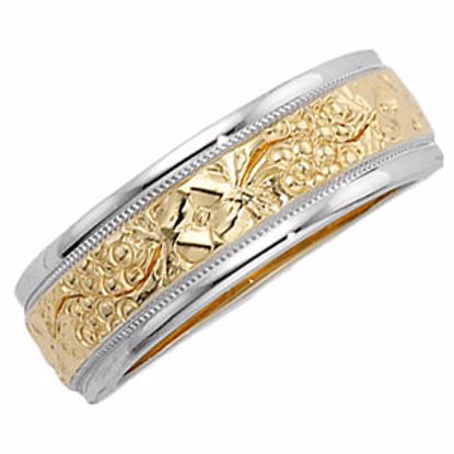 50571:100006:P 14kt Yellow & White 6.75mm Hand-Engraved Band Size 5