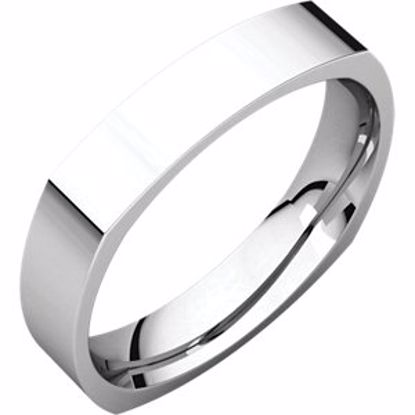 SQR4:101:P 14kt White 4mm Square Comfort Fit Band