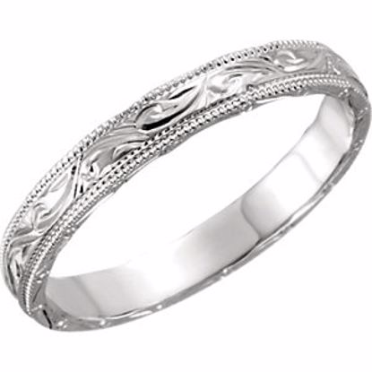 50093:60002:P 14kt White 3mm Hand Engraved Band Size 10
