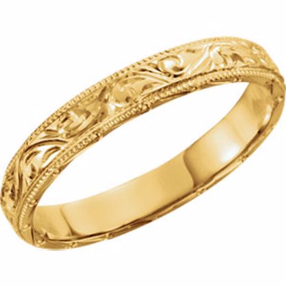50093:60005:P 14kt Yellow 3mm Hand Engraved Band Size 9