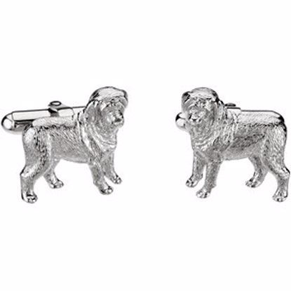 84663:1000:P Sterling Silver / Rhodium Plated Heart U Back&trade; Mastiff Cuff Links
