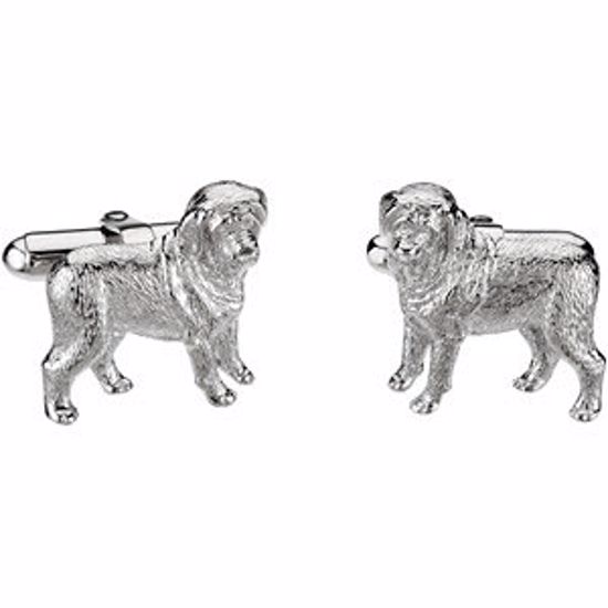 84663:1000:P Sterling Silver / Rhodium Plated Heart U Back&trade; Mastiff Cuff Links