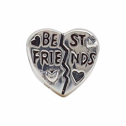 24821:1000:P Sterling Silver 11mm Best Friend Heart Bead