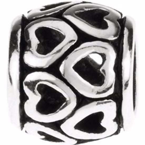 24822:1000:P Sterling Silver 8mm Heart Spacer Bead