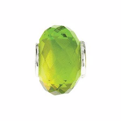 24830:1000:P Sterling Silver 15x10mm Green & Yellow Faceted Glass Bead