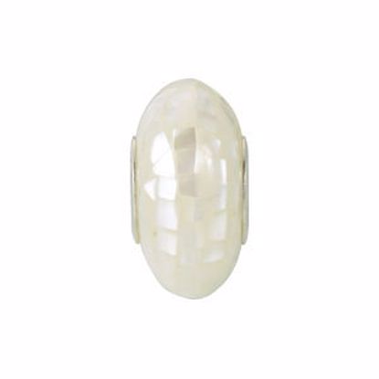24835:100:P Sterling 14x7mm White Mosaic Mother of Pearl Bead