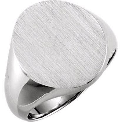 9320:11492:P 10kt White 18x16mm Solid Oval Men's Signet Ring