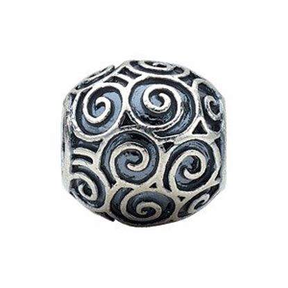 24811:101:P Sterling Silver 11.5x11mm Round Scroll Bead