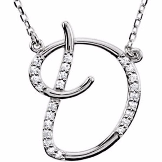 67680:103:P Sterling Silver Letter "D" 1/8 CTW Diamond Initial 16" Necklace
