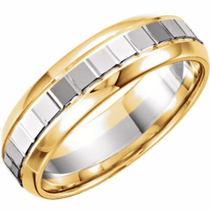 50252:254675:P 14kt Yellow & White 6mm Design Band Size 4.5