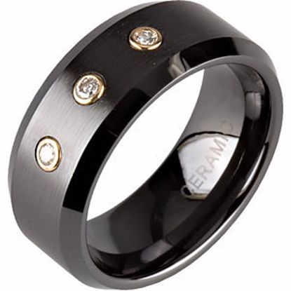 CR001D:010:P Black Ceramic & 14kt Yellow 1/10 CTW Diamond 8mm Band Size 10.5