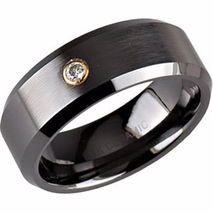CR001D:023:P Black Ceramic & 14kt Yellow .05 CTW Diamond 8mm Band Size 11.5