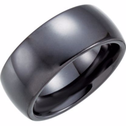 CR011:023:P Black Ceramic 8mm Domed Band Size 10.5