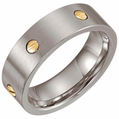 STST219:101:P Stainless Steel 7mm Band with 14kt Yellow Screws Size 8