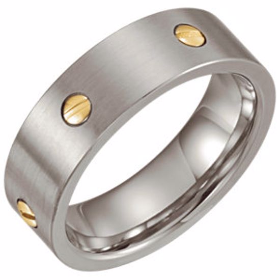 STST219:103:P Stainless Steel 7mm Band with 14kt Yellow Screws Size 10