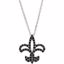 67760:102:P Sterling Silver Black Spinel Fleur-De-Lis 16" Necklace