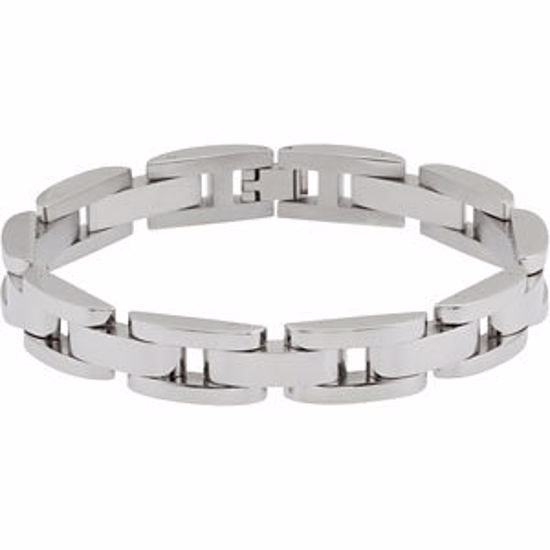 B407:101:P 11.0mm Link Style Stainless Steel 8.5" Bracelet