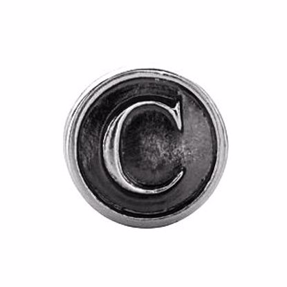 24973:127:P Sterling Silver 10.6mm Letter 
"C" Alpha Cylinder Bead