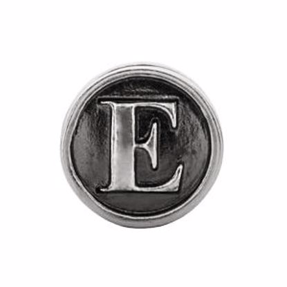 24973:129:P Sterling Silver 10.6mm Letter 
"E" Alpha Cylinder Bead