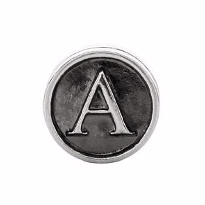 24973:135:P Sterling Silver 10.6mm Letter 
"A" Alpha Cylinder Bead