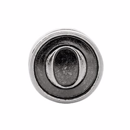 24973:133:P Sterling Silver 10.6mm Letter 
"O" Alpha Cylinder Bead