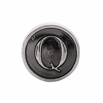 24973:141:P Sterling Silver 10.6mm Letter 
"Q" Alpha Cylinder Bead