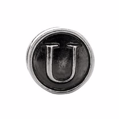 24973:149:P Sterling Silver 10.6mm Letter 
"U" Alpha Cylinder Bead