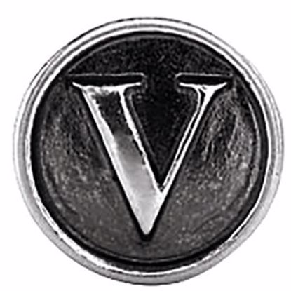 24973:151:P Sterling Silver 10.6mm Letter 
"V" Alpha Cylinder Bead