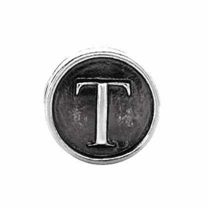 24973:155:P Sterling Silver 10.6mm Letter 
"T" Alpha Cylinder Bead