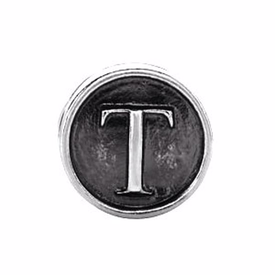 24973:155:P Sterling Silver 10.6mm Letter 
"T" Alpha Cylinder Bead