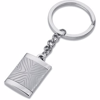 KR8207:102:P Chocolate Immerse Plated Inlay Stainless Steel Keyring