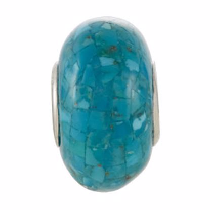 28053:101:P Sterling Silver 14x7mm Mosaic Turquoise Bead