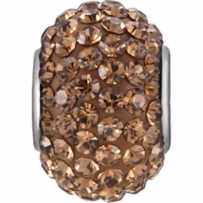 28090:101:P Sterling 12x8mm Smoky Topaz-Colored Crystal Pave' Bead