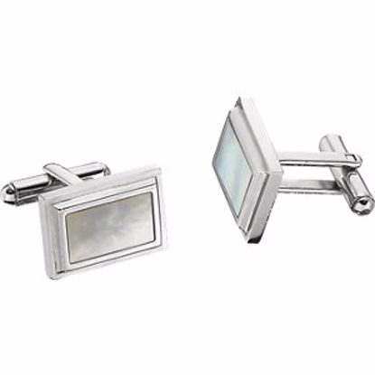 L202:1030:P Stainless Steel Mother of Pearl Cuff Links