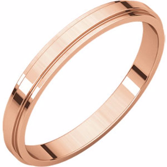 FE6.5:138630:P 14kt Rose 2.5mm Flat Edge Band