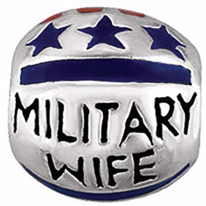 28105:101:P Sterling Silver 9mm Military Wife Enamel Bead