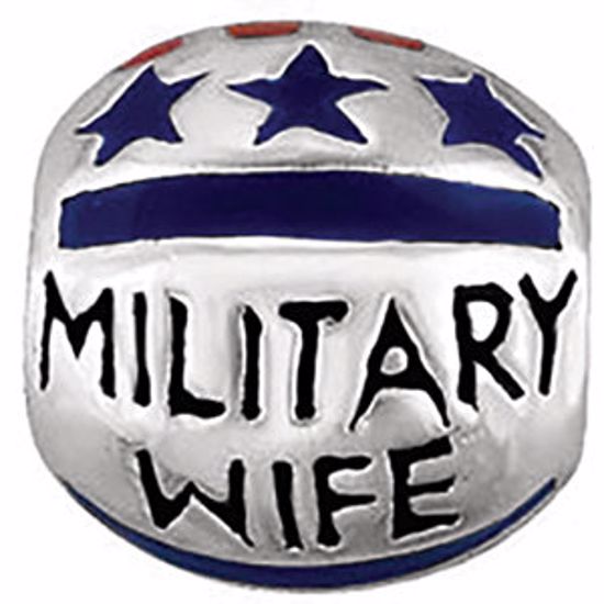 28105:101:P Sterling Silver 9mm Military Wife Enamel Bead