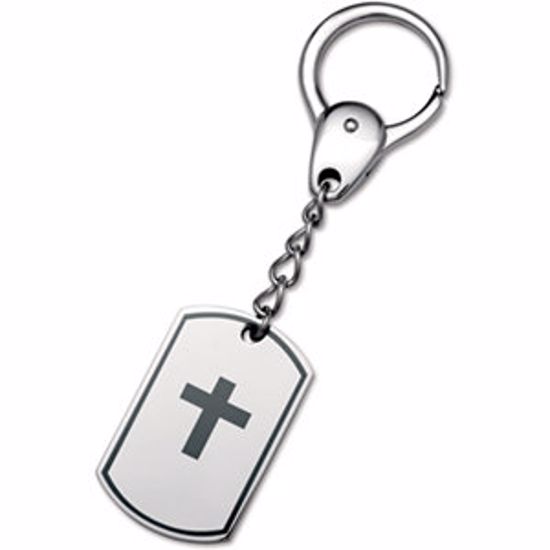 KR827:101:P Stainless Steel Key Ring with Cross