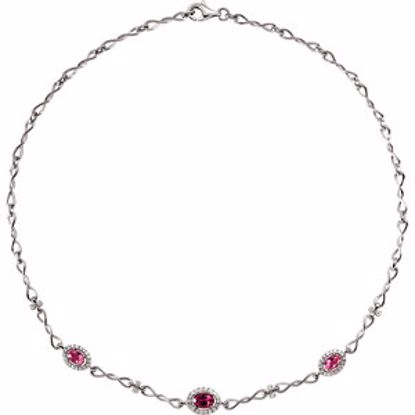 68002:101:P Genuine Pink Tourmaline & Diamond Necklace