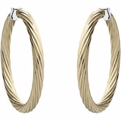 E195:116:P Immerse Plated Amalfi&trade; Stainless Steel Twisted Hoop Earrings