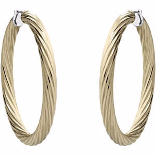 E195:116:P Immerse Plated Amalfi&trade; Stainless Steel Twisted Hoop Earrings