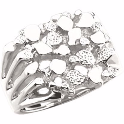 9168:8658:P 10kt White Men's Nugget Ring